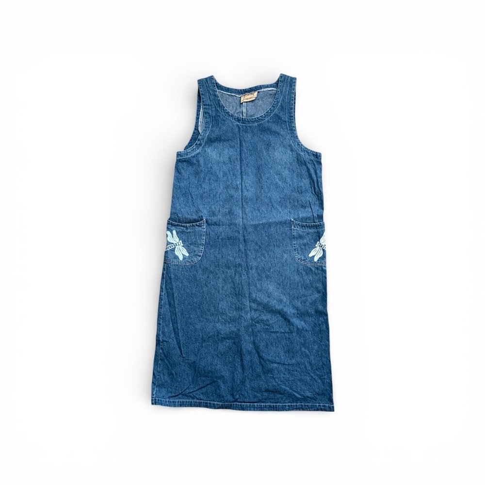 Vintage Studio Ease 100% Cotton Blue Overall Dress Women’s Size XL